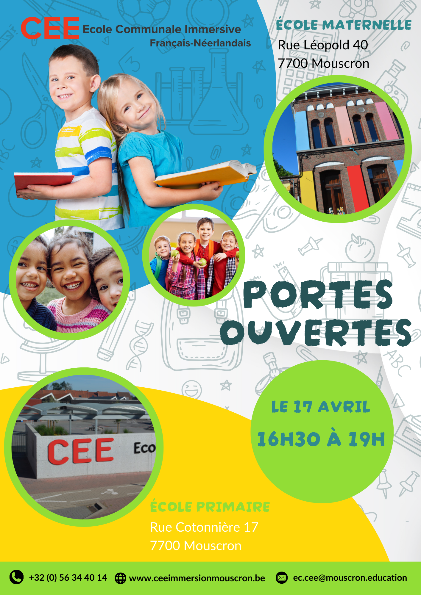Portes ouvertes         17 avril 2026 de 16h30 à 19h